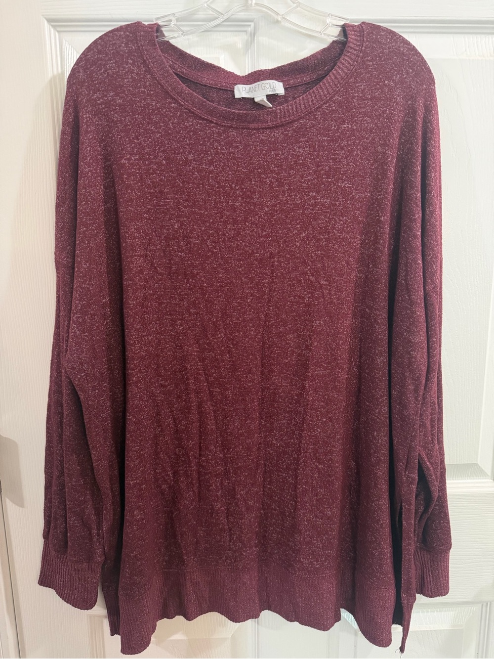 Planet Gold Plus Burgundy Long Sleeve Sweater Size 1X